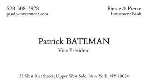 patrick bateman business card template.